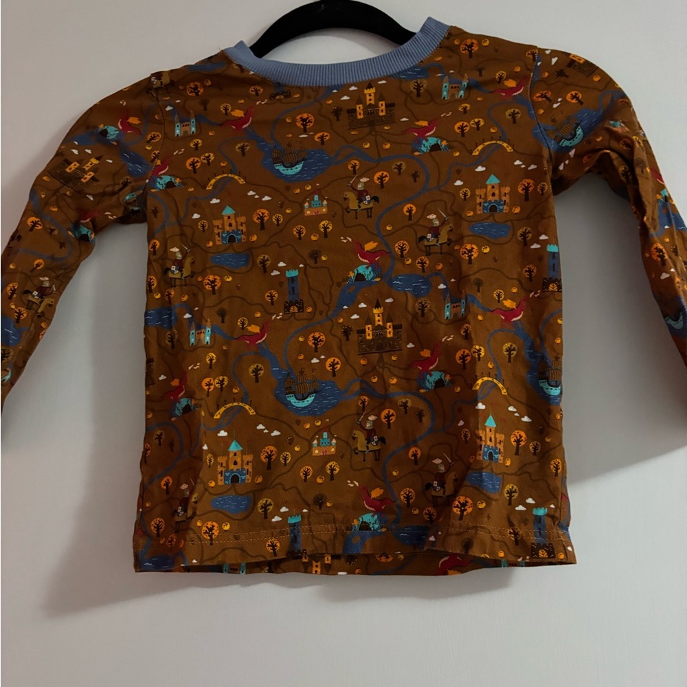 Kids Long Sleeve Brown Castle Print Top